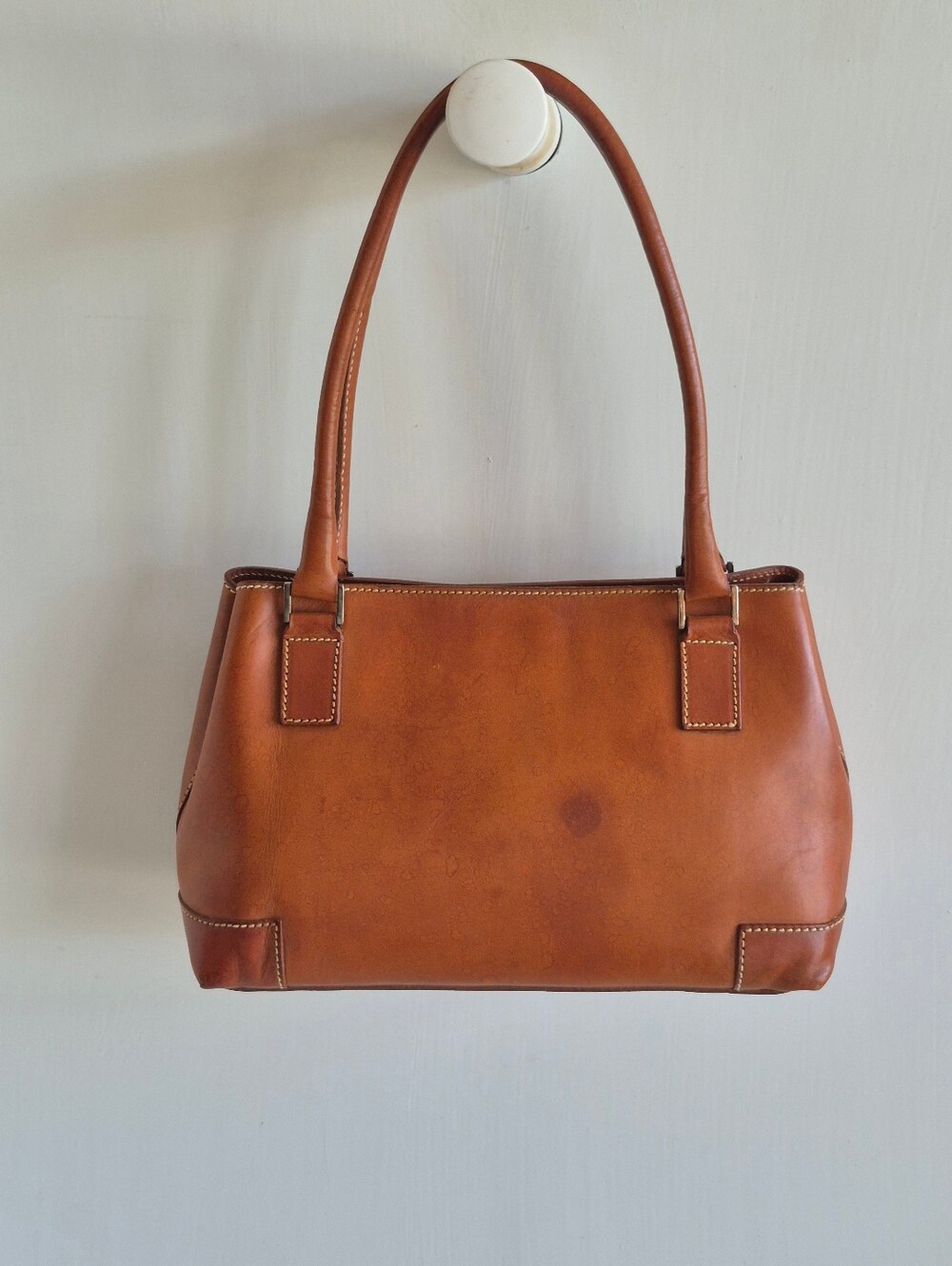 Gianfranco Ferre Cognac Jacquard Monogram Nylon & Leather Medium Shoulder Bag